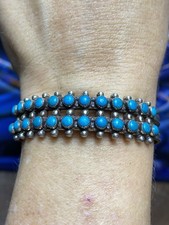 Vintage Fred Harvey era turquoise snake I double row cuff