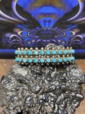 Vintage sterling, silver turquoise snake eye Fred Harvey era Double Row cuff. - Additional view 3