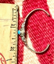 OLD PAWN NATIVE AMERICAN FRED HARVEY ERA STERLING TURQUOISE CUFF W THUNDERBIRD - Additional view 5
