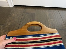 Vintage Wool Chimayo Fred Harvey? Purse Wood Handle Handbag 1940’s Native - Additional view 3