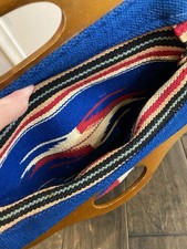 Vintage Wool Chimayo Fred Harvey? Purse Wood Handle Handbag 1940’s Native - Additional view 5