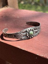 VINTAGE FRED HARVEY ERA Sterling Silver Turquoise GIANT ARROW Bracelet CUFF - Additional view 1
