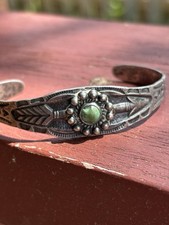 VINTAGE FRED HARVEY ERA Sterling Silver Turquoise GIANT ARROW Bracelet CUFF - Additional view 3