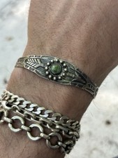VINTAGE FRED HARVEY ERA Sterling Silver Turquoise GIANT ARROW Bracelet CUFF - Additional view 5