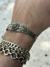 VINTAGE FRED HARVEY ERA Sterling Silver Turquoise GIANT ARROW Bracelet CUFF - Additional view 6