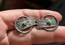 Vintage Stamped Fred Harvey Era Turquoise Sterling Navajo Earrings Unusual Screw - Additional view 2
