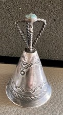 VTG Navajo Stamp Sterling Silver Turquoise Bell Native American Fred Harvey Era - Additional view 1