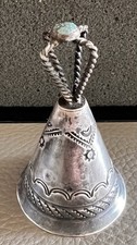 VTG Navajo Stamp Sterling Silver Turquoise Bell Native American Fred Harvey Era - Additional view 3