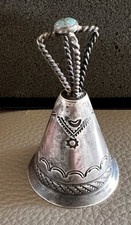 VTG Navajo Stamp Sterling Silver Turquoise Bell Native American Fred Harvey Era - Additional view 8