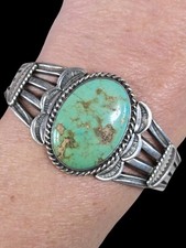 VINTAGE NAVAJO FRED HARVEY ERA TURQUOISE STERLING SILVER CUFF SIZE 6.25