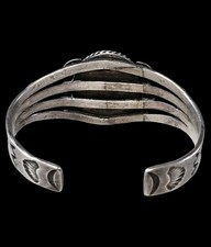 VINTAGE NAVAJO FRED HARVEY ERA TURQUOISE STERLING SILVER CUFF SIZE 6.25