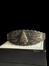 1940s Fred Harvey Navajo Coin Silver Stamped Arrow & Thunderbird Cuff Bracelet - Additional view 1