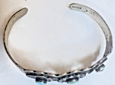 FRED HARVEY ERA ARROWS 3 TURQUOISE STERLING BRACELET EXCELLENT - Additional view 4