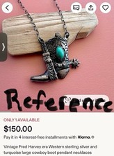 Vintage Fred Harvey Sterling & Turquoise Tie Clip Boot & Spur W2 - Additional view 14