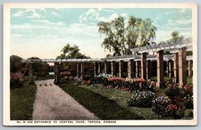 Entrance to Central Park Topeka Kansas Fred Harvey Unused Postcard