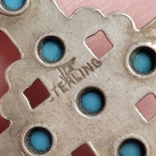 Vtg Bell Trading Post Fred Harvey Era Sterling Silver Turquoise Cross Pendant - Additional view 5
