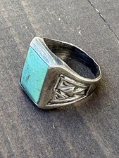 FRED HARVEY Vintage Bell Trading Post Rare Turquoise Ring 1940s-1960s Navajo - Additional view 1