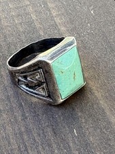 FRED HARVEY Vintage Bell Trading Post Rare Turquoise Ring 1940s-1960s Navajo