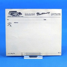 Railroad Ephemera Fred Harvey Drug Store Rx Blank Chicago Union Station