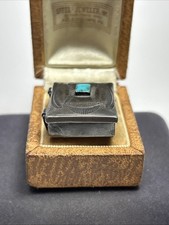Navajo Fred Harvey Era Sterling Silver & Turquoise Tribal Trinket Pill Box - Additional view 2