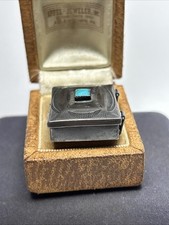 Navajo Fred Harvey Era Sterling Silver & Turquoise Tribal Trinket Pill Box - Additional view 4