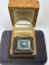 Navajo Fred Harvey Era Sterling Silver & Turquoise Tribal Trinket Pill Box