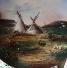 RARE FRED HARVEY SOUVENIR CHINA PLATE-New Mexico-Apache Land-Full Color Face-c19 - Additional view 3