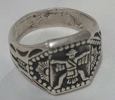 Vintage Fred Harvey Era Sterling Silver Ring Size 8 Bird Man (Rare)