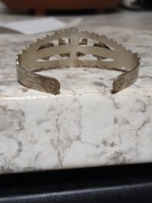 Vintage Fred Harvey Sterling Silver Turquoise Thunderbird Bird Cuff Bracelet - Additional view 4