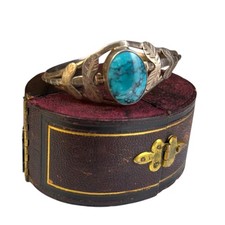 Antique Vintage Sterling Coin Silver Native Navajo Turquoise Cuff Bracelet 20.8g - Additional view 1