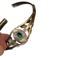 Antique Vintage Sterling Coin Silver Native Navajo Turquoise Cuff Bracelet 20.8g - Additional view 7