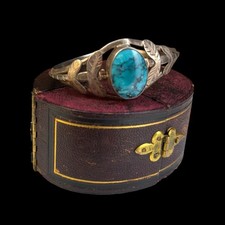 Antique Vintage Sterling Coin Silver Native Navajo Turquoise Cuff Bracelet 20.8g