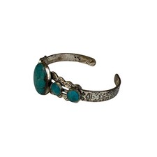 Antique Vintage Sterling Silver Plated Native Navajo Turquoise Bracelet 13.8g - Additional view 4