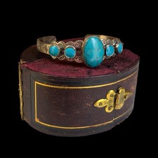 Antique Vintage Sterling Silver Plated Native Navajo Turquoise Bracelet 13.8g
