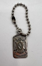Vintage Thunderbird Sterling Silver Dog Tag Charm Fred Harvey Era