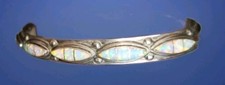 Vintage Fred Harvey Era Navajo Fire Opal Sterling Silver Cuff Bracelet - Additional view 3