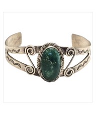Old Fred Harvey Era Navajo sterling Silver Cerrillos turquoise bracelet  - Additional view 1