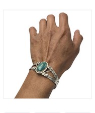 Old Fred Harvey Era Navajo sterling Silver Cerrillos turquoise bracelet  - Additional view 4