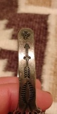 Fred Harvey- Manassa Turquoise-Stamped Silver Cuff Bracelet-Navajo-1940s-6.5