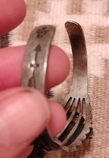 Fred Harvey- Manassa Turquoise-Stamped Silver Cuff Bracelet-Navajo-1940s-6.5