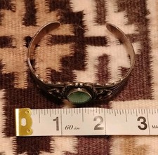 Fred Harvey- Manassa Turquoise-Stamped Silver Cuff Bracelet-Navajo-1940s-6.5
