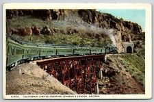 Fred Harvey~Arizona~California Ltd Crossing Johnsons Canyon~Vtg Linen Postcard
