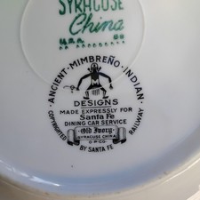 Syracuse China (Ancient Mimbreno Indian Red) Santa Fe Railway Plate-Original - Additional view 2