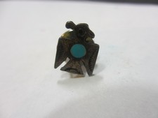 NAVAJO FRED HARVEY ERA Turquoise & Sterling Silver THUNDERBIRD Tie Tack Tie Pin - Additional view 2