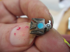 NAVAJO FRED HARVEY ERA Turquoise & Sterling Silver THUNDERBIRD Tie Tack Tie Pin - Additional view 8