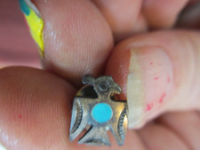 NAVAJO FRED HARVEY ERA Turquoise & Sterling Silver THUNDERBIRD Tie Tack Tie Pin - Additional view 9