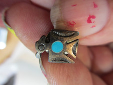 NAVAJO FRED HARVEY ERA Turquoise & Sterling Silver THUNDERBIRD Tie Tack Tie Pin