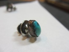 FRED HARVEY ERA Navajo Sterling Silver & MORENCI Turquoise Tie Tack / Lapel Pin - Additional view 2