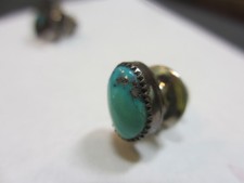 FRED HARVEY ERA Navajo Sterling Silver & MORENCI Turquoise Tie Tack / Lapel Pin - Additional view 3