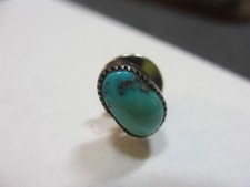 FRED HARVEY ERA Navajo Sterling Silver & MORENCI Turquoise Tie Tack / Lapel Pin